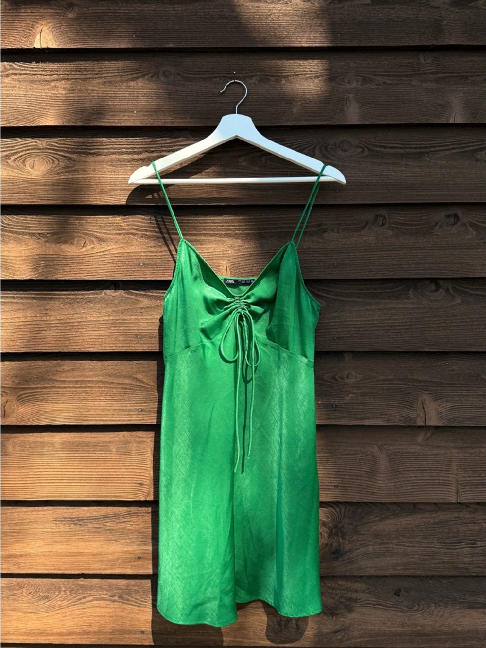 Zara Green Satin Mini Slip Dress